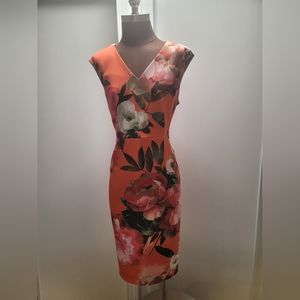 Calvin Klein size 14 Orange floral dress
